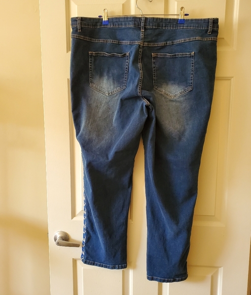 Woman Within Embroidered Straight Leg Jeans - Picture 7 of 12